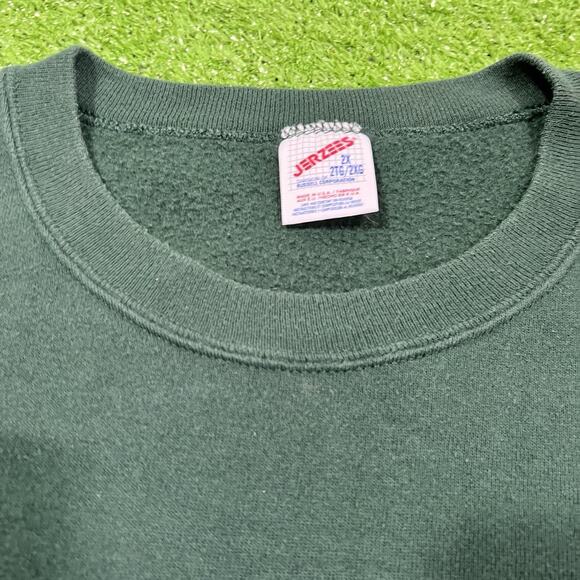 vintage jerzees crewneck sweatshirt 2XL Forest Green Solid pullover 90s XXL EUC - Picture 2 of 5